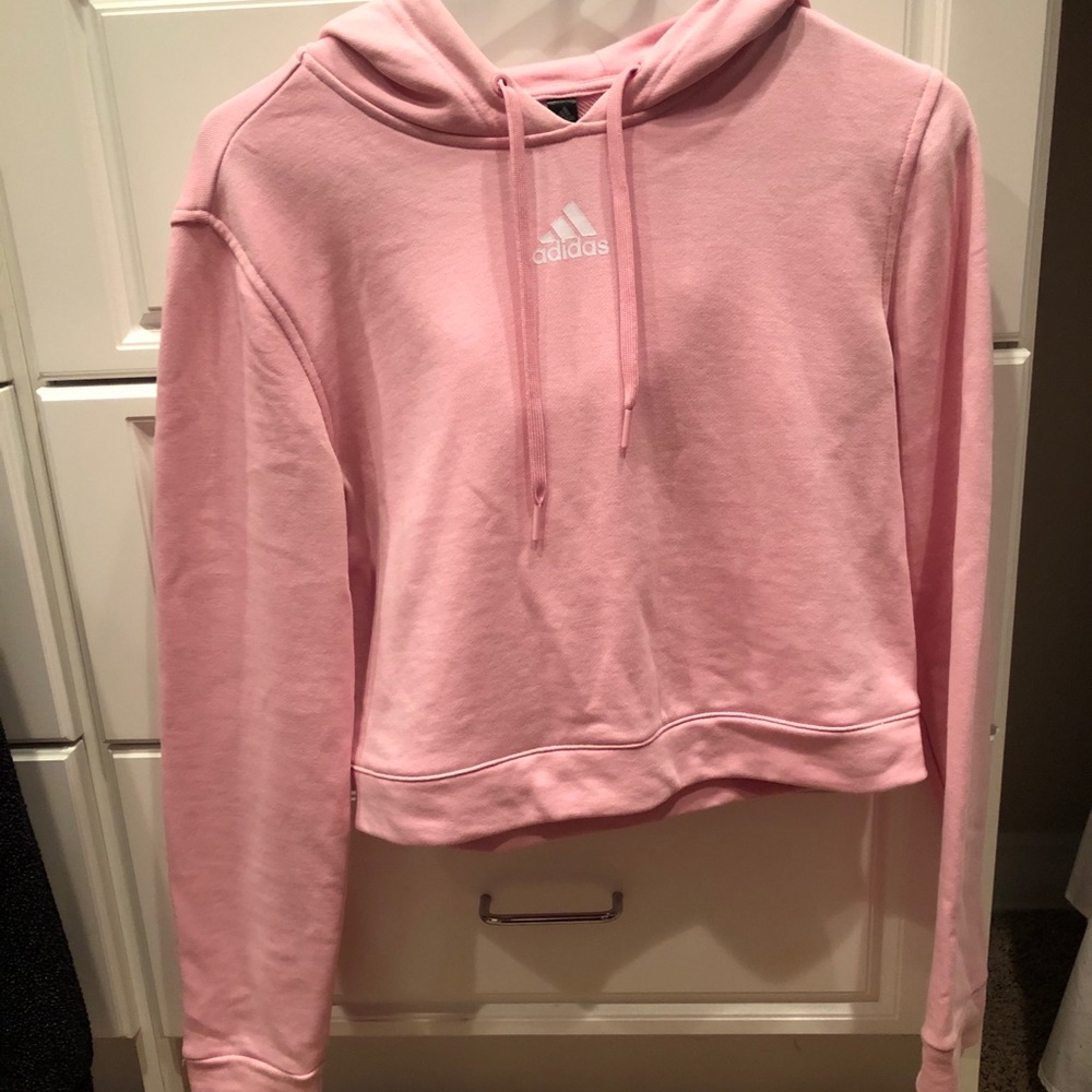 Pink Adidas Crop Hoodie